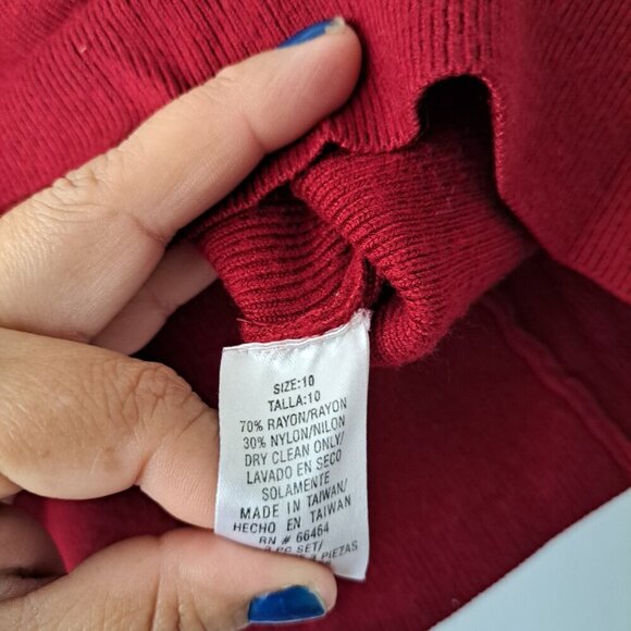 Studio I Women Sleeveless Knit‎ Ribbed Cropp Crochet Neck Burgandy Top Size 10 - Picture 3 of 8